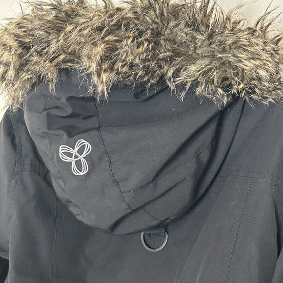 Aritzia TNA Down Parka M Black Hood Fur Trim Water Repellent Slim Fit - Picture 3 of 12